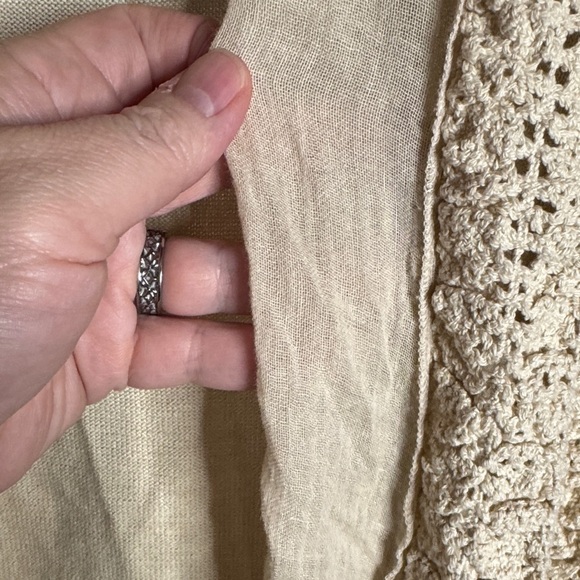 Willi Smith Cream Open-Front Cotton Blend Crochet Cardigan Size XL - Picture 5 of 10